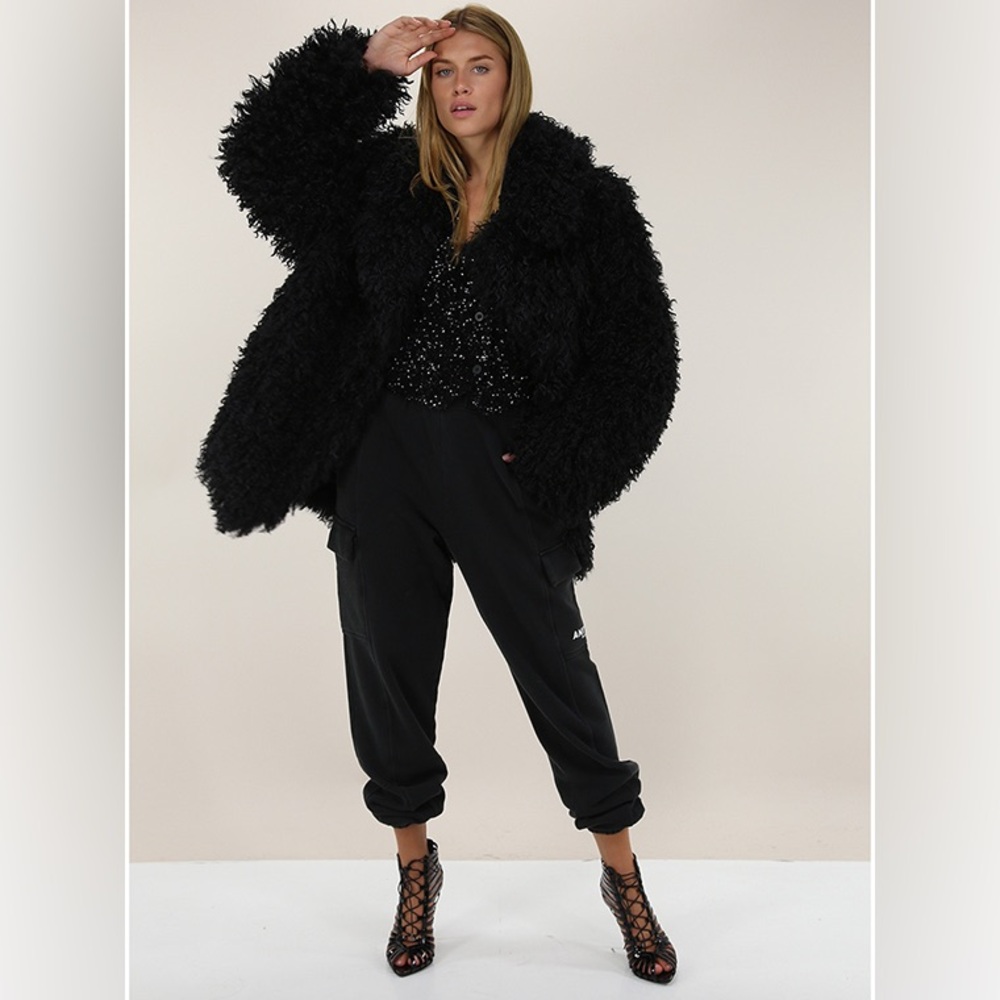 POL Black Faux Fur Hooded Jacket
